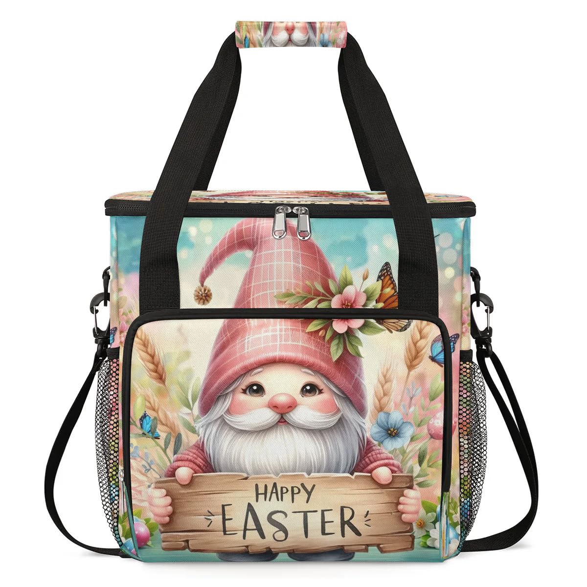 Coffee Maker Carring Bag Pink Gnomes Easter Travel Carrying Storage Tote Bag Compatible with Keurig K-Mini or K-Mini Plus Portable Single Serve Coffee Brewer Case with Pockets for K-cup Pods
