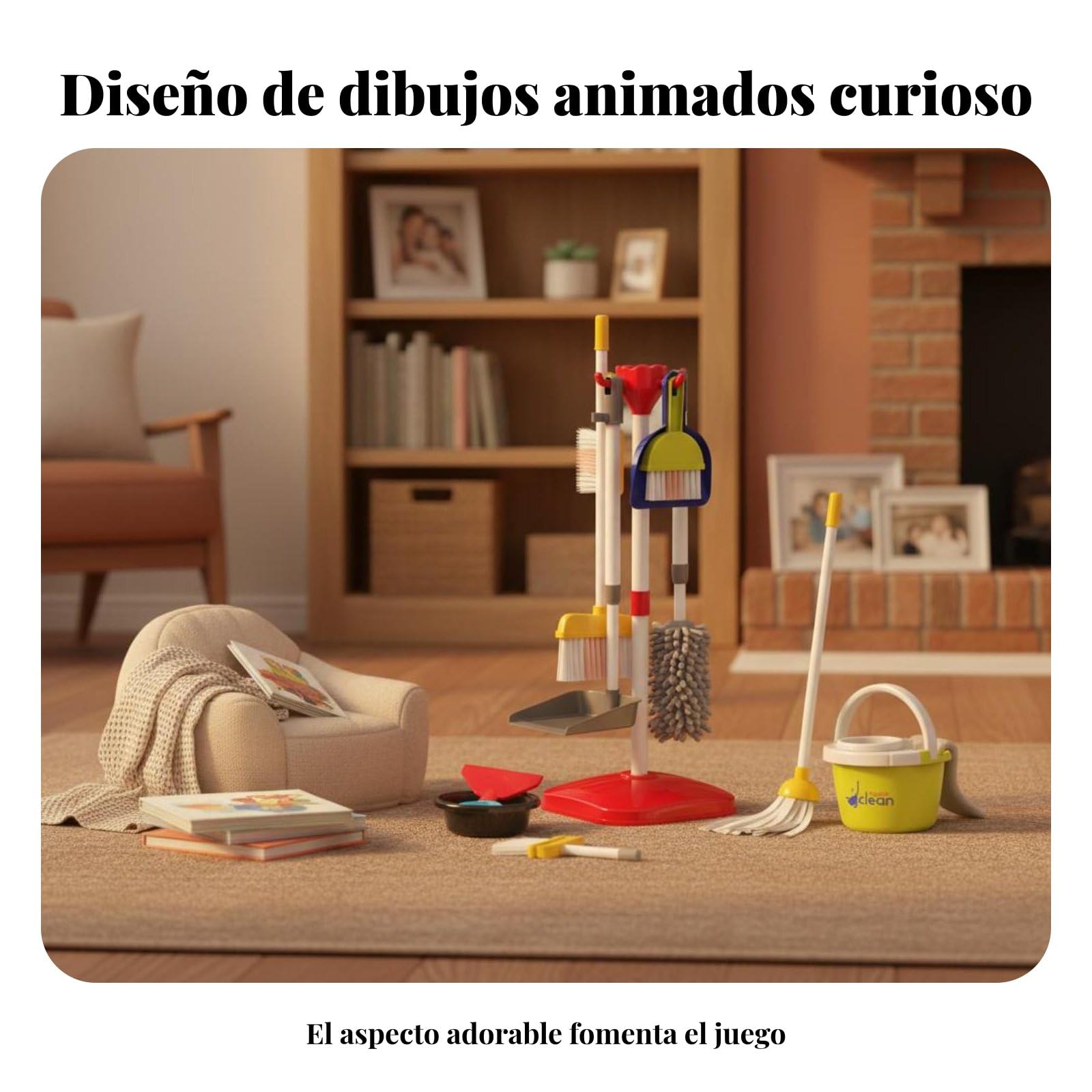 Aspiradora Infantil Kit de Limpieza para Niños con Cepillo Escoba Mopa y Recogedor Enseña Tareas Domésticas Adecuado para Actividades de Juego y Educación en Hogar , Set 667-59