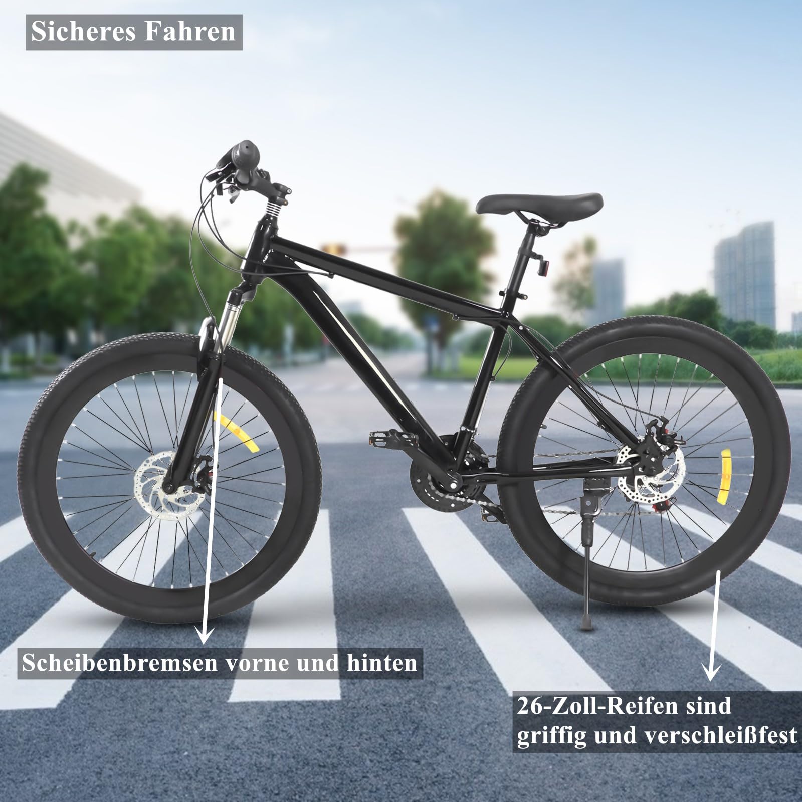 Mountainbike 26 Zoll Premium Mountainbike 21 Gang Schaltung, Doppelscheibenbremse Fahrrad Herren Bike für alle Arten von Straßen, MTB Fahrrad für Mädchen Jungen Herren und Damen