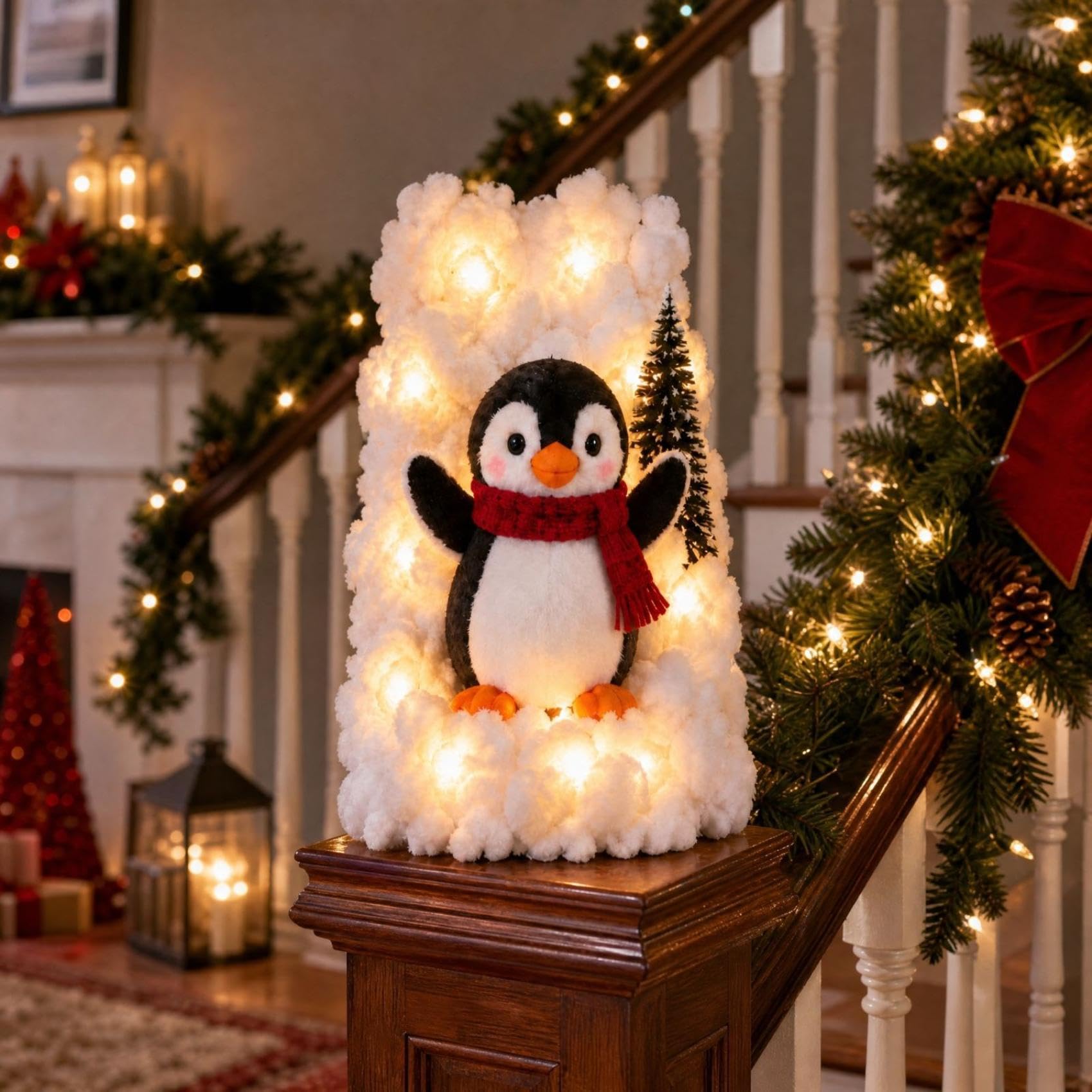 Penguin Christmas Stair Snow Decor, Christmas Stair Decorations(#E)