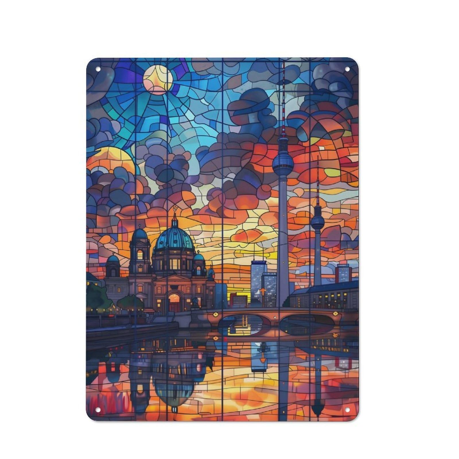 Junmoney Berlin Twilight Retro Metal Sign 40X30cm Featuring For Bar Or Restaurant, For Bar Decor Enthusiasts