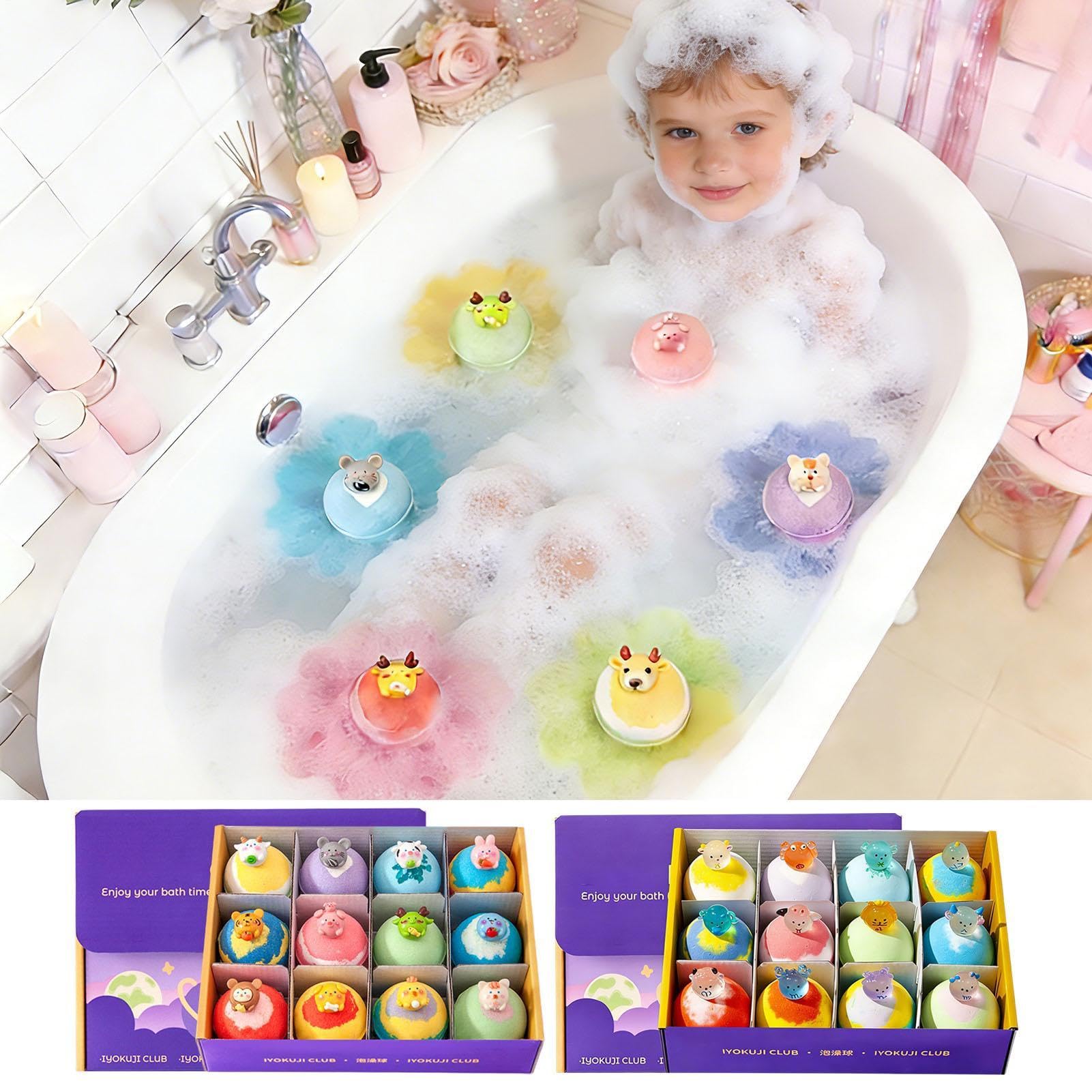 Baño de Espuma 12 Bolas de Sal Aromáticas | Con juguetes incluidos y burbujas de baño para Esposas, Chicas, Hombres, Familias, Mamás, Jóvenes, Hogares y Viajes