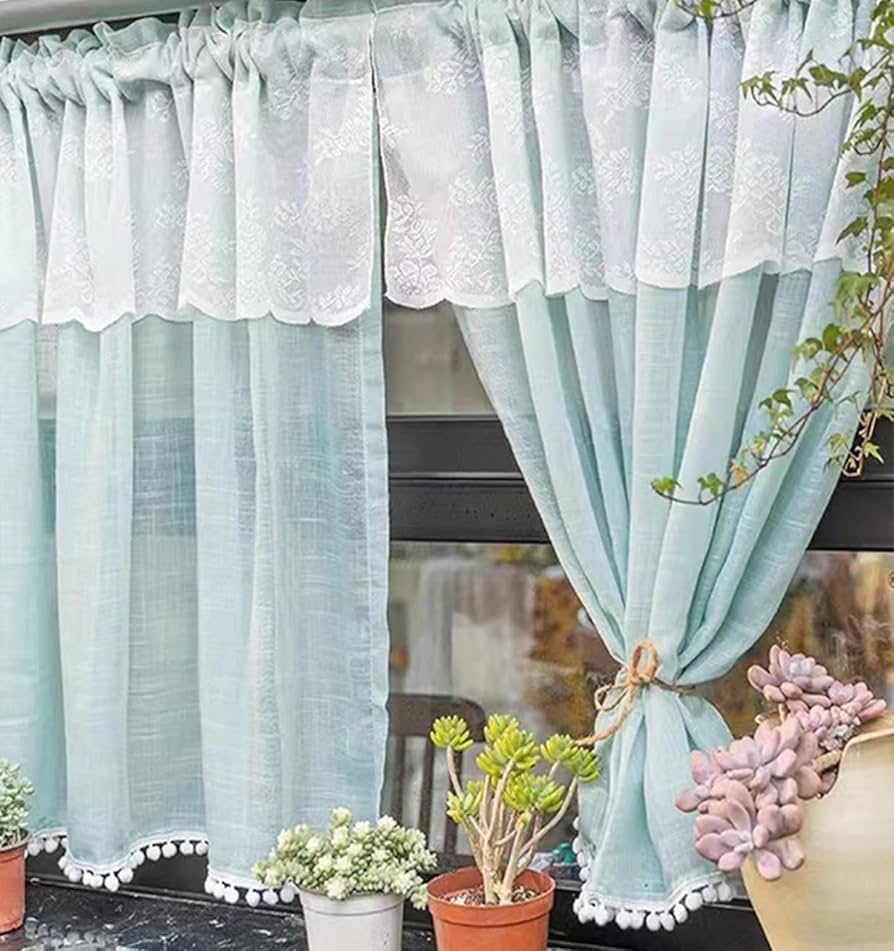 Amazon|カフェカーテン 60cm丈 レース 無地 のれん 出窓 小窓 戸棚 Amazon|カフェカーテン 60cm丈 レース 無地 のれん 出窓 小窓 戸棚