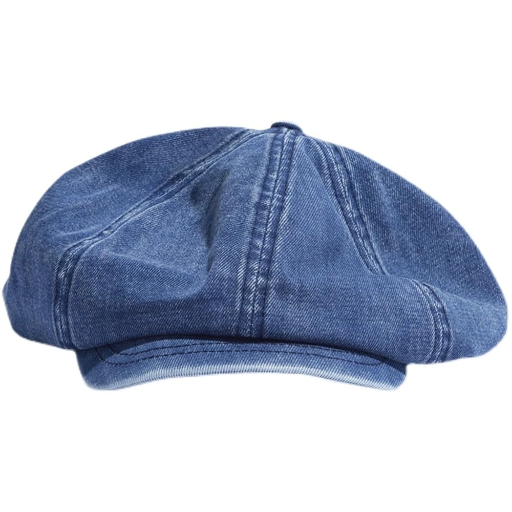 Women's Washed Denim Newsboy Cap Fashion Vintage 8 Panels