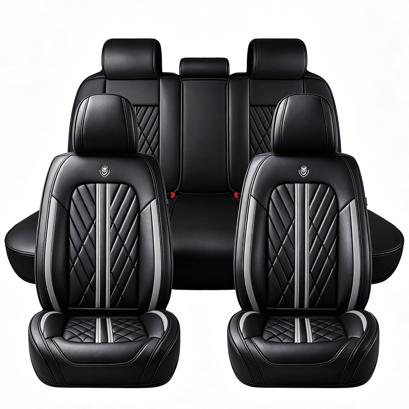 GSYDMHLKP Car Seat Covers, For Polo Type AW 6C 6R 9N3 9N 6N2 6N 86C 2F 86 Faux Leather Full Set Front Rear Bench Vehicle Protector Cushion Airbag Compatible Waterproof,A