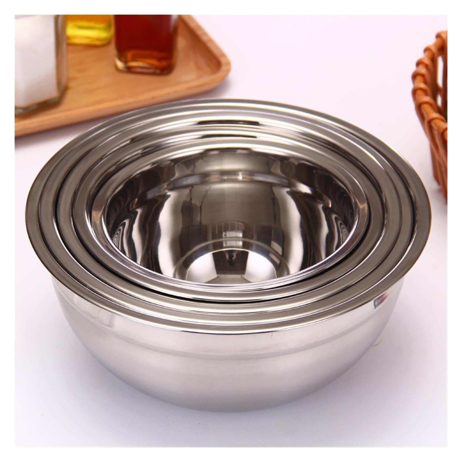 Tazón Para Mezclar Juego de tazones for mezclar acero inoxidable | 7 juegos de ensalada de frutas for cocinar 18 20 22 24 26 28 30 cm(Mix2)