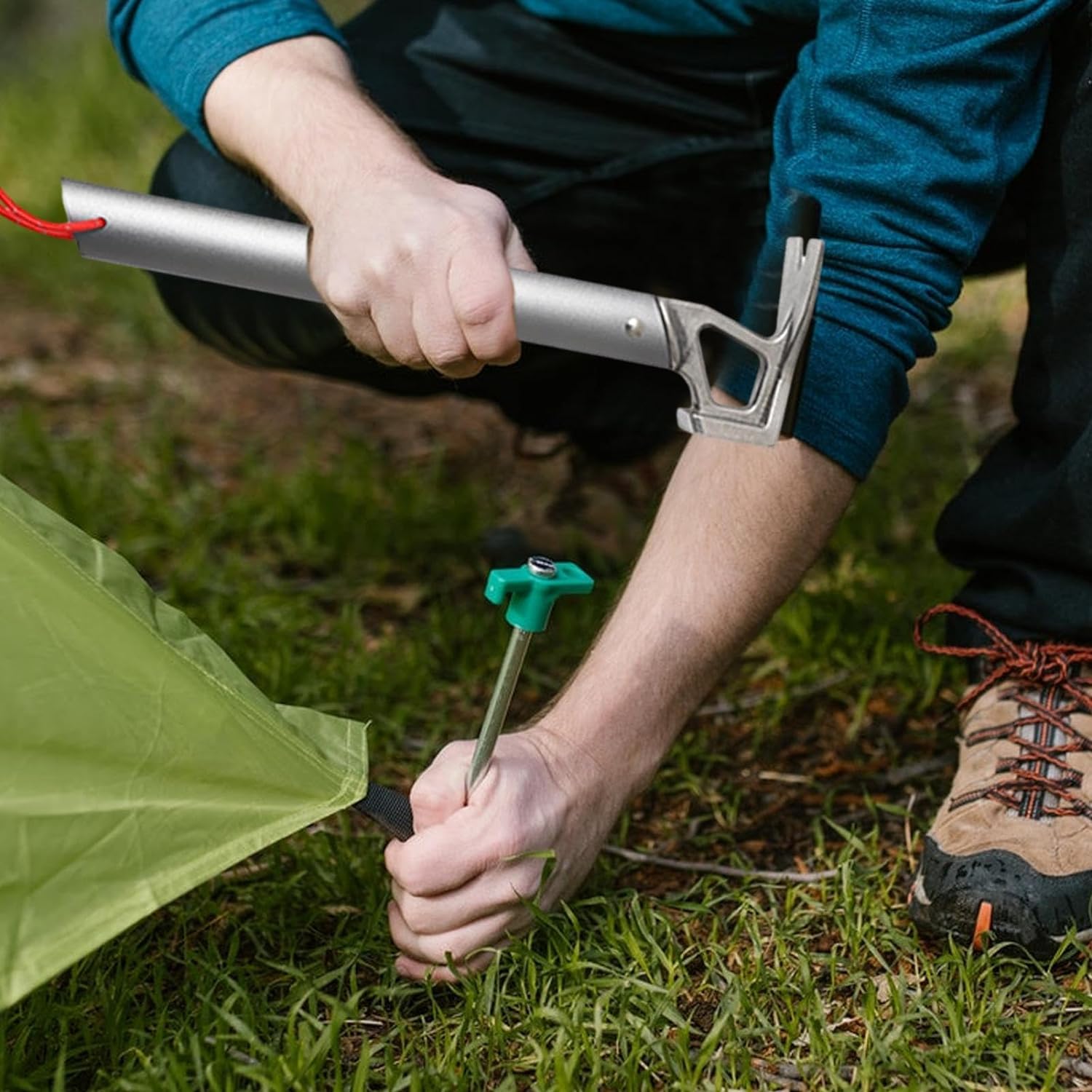 Marteau de Tente de Camping, Maillet Marteau pour Piquet, Extracteur de Clous Avec Ouvre-Bouteille de Bière pour Retirer Les Piquets, Gadget D'extérieur Pratique en Acier Inoxydable