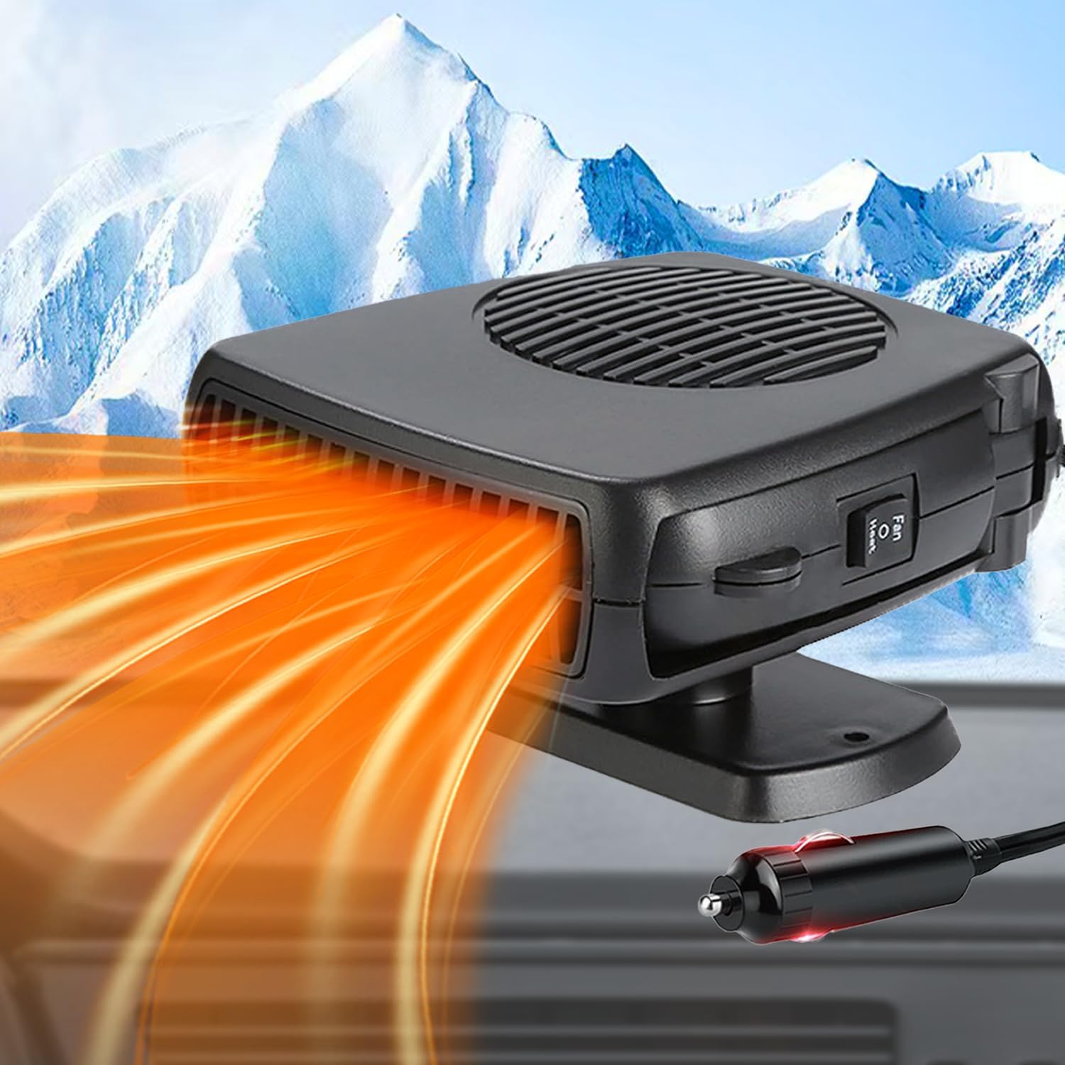 Car Heater 12V, 2 in 1 Fast Heating and Cooling Fans Auto Car Heater Defogger Windshield Defogger Demister, Portable Car Heater Automobile Windscreen Heater Plug in Cigarette Lighter