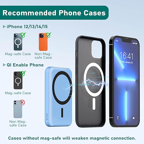 Miniatura 5 de Estación de carga inalámbrica 3 en 1, soporte de carga rápida compatible con iPhoneApple WatchAirpods, batería Mag-Safe de 5000 mAh, banco de