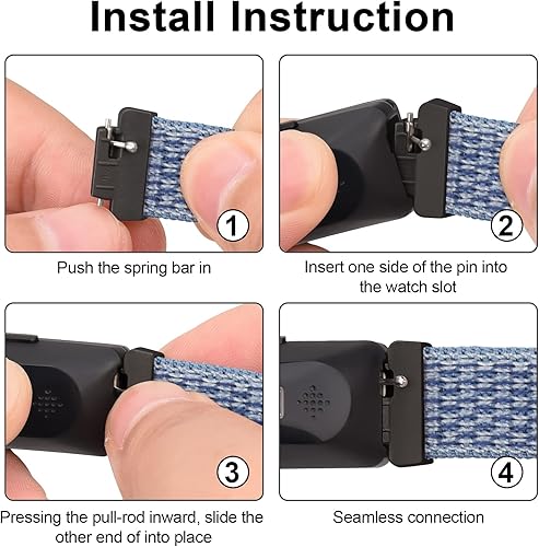 Miniatura 5 de Bandas de nailon compatibles con Fitbit Inspire 2 e Inspire HR & Inspire para mujeres, hombres y niños, correa de repuesto suave ajustable