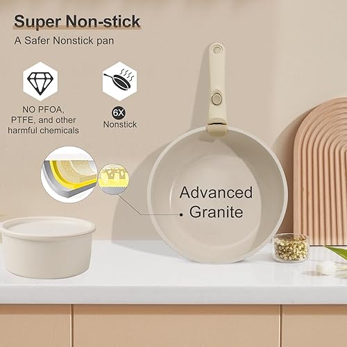 Miniatura 2 de Juego de ollas y sartenes antiadherentes con mango desmontable, utensilios de cocina antiadherentes, ollas y sartenes de cocina de granito, juego de