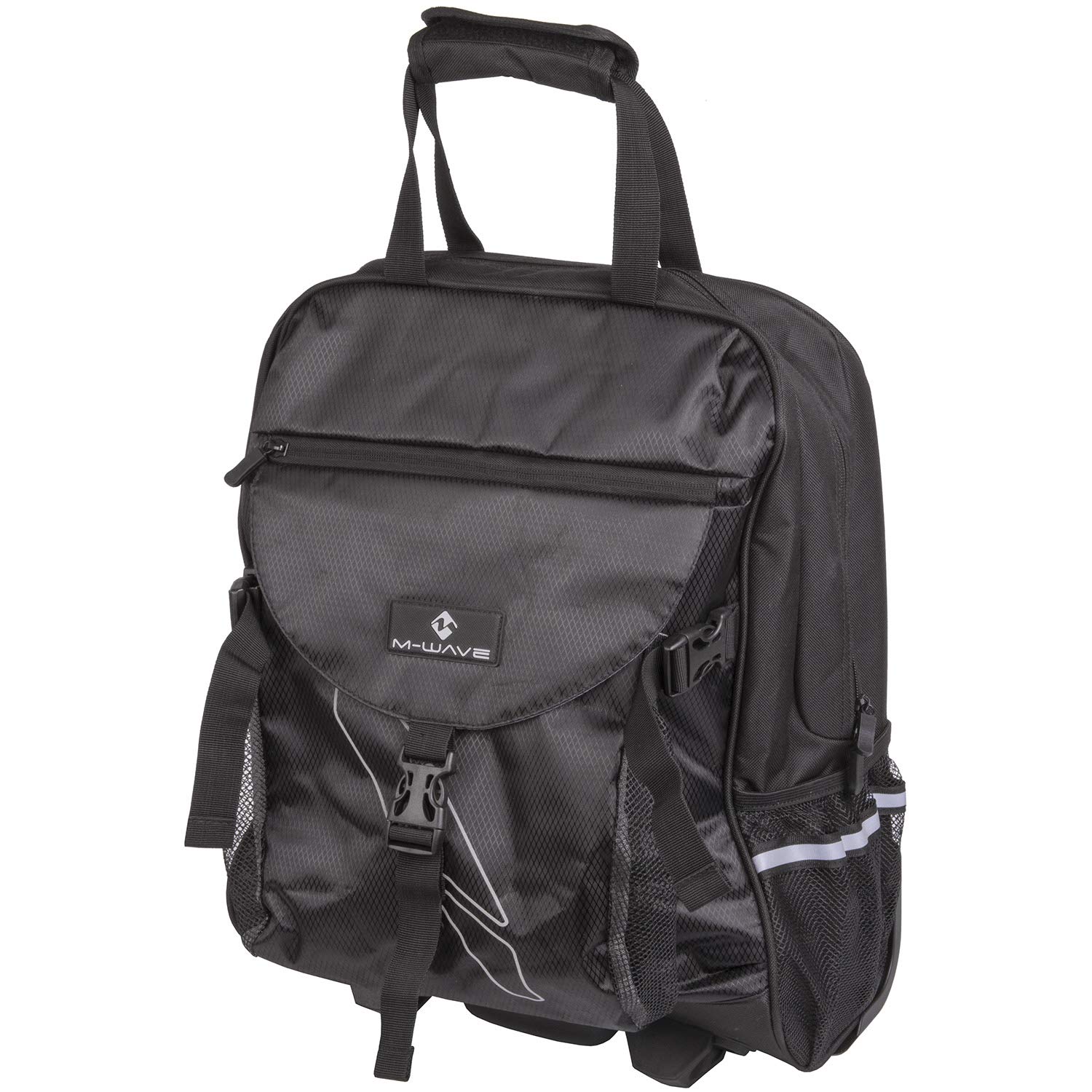 M-Wave Amsterdam TR S Pannier Single Bag - black/silver, 38x20x45 cm