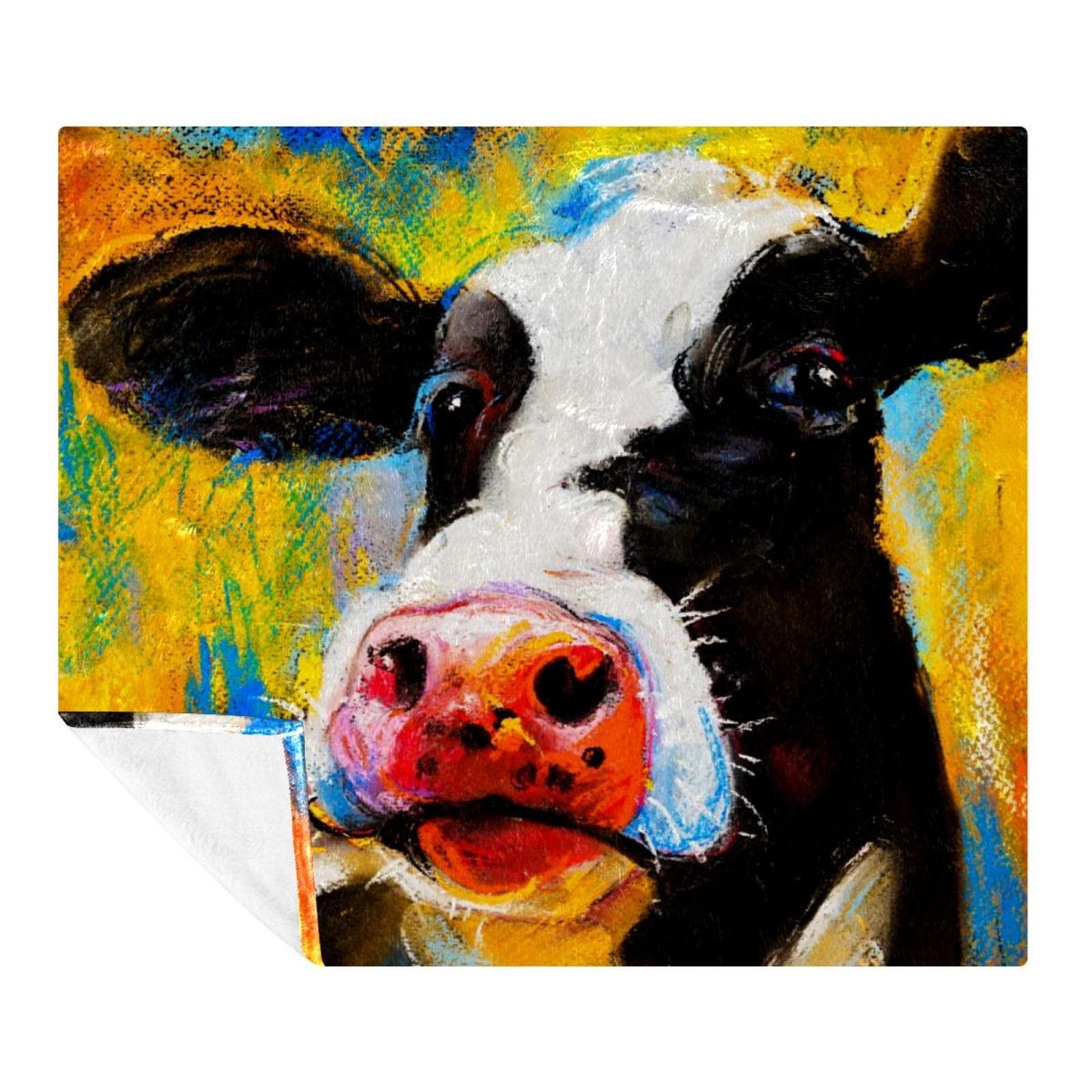 Couverture douce et chaude en polaire motif vache pastel ultra confortable