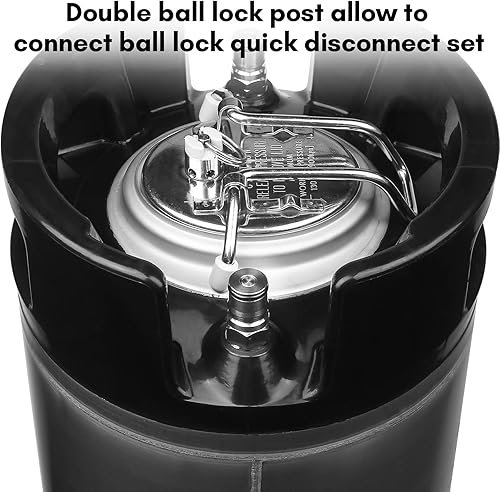 Miniatura 4 de TMCRAFT Barril de acero inoxidable con cerradura de bola de 5 galones, con mango de goma doble para cerveza casera, paquete de 2