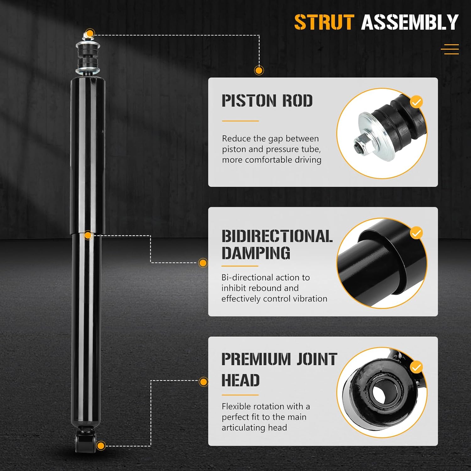 Rear Complete Struts Shock Absorbers Compatible with Toyota Tundra 4WD 2000-2006, 37238 (Set of 2)