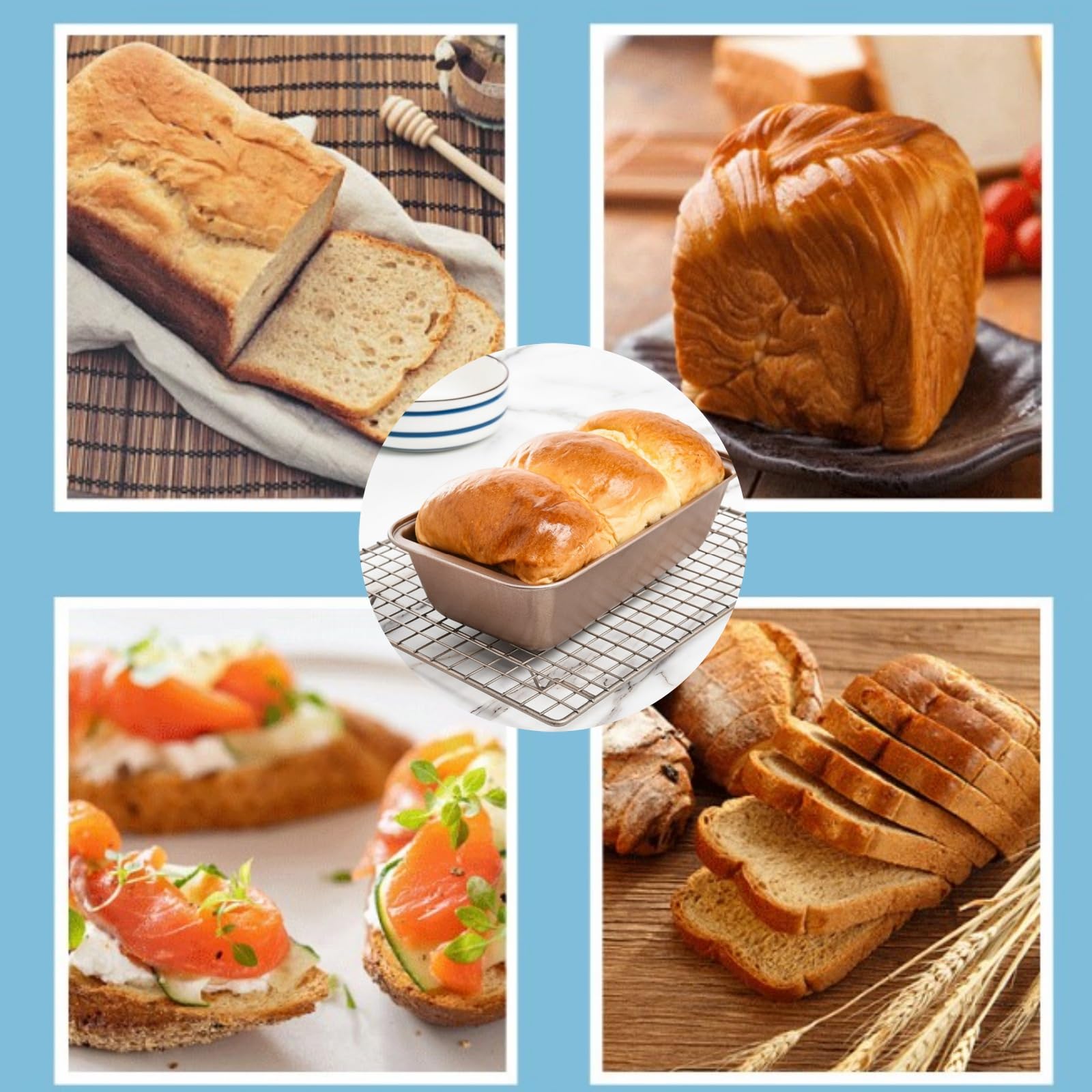 4 prostokątne formy do pieczenia chleba ze stali węglowej, z powłoką zapobiegającą przywieraniu, forma do chleba, do pieczenia ciast, deserów, tostów, 25 x 12,5 x 6,5 cm
