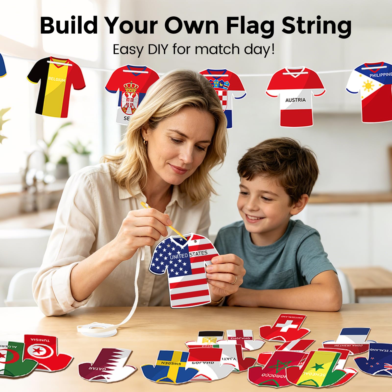 2026 World Soccer Jersey Flag Bunting Banner 49 Pcs - International Country String Flags Garland for Stadium Watch Parties, Sports Bar & Outdoor Celebrations, Fan Merchandise Decoration - 5