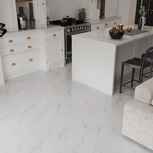 Miniatura 45 de VEELIKE Azulejos de vinilo para despegar y pegar de 12 x 12 pulgadas, color gris oscuro, azulejos de piso de mármol gris oscuro para despegar