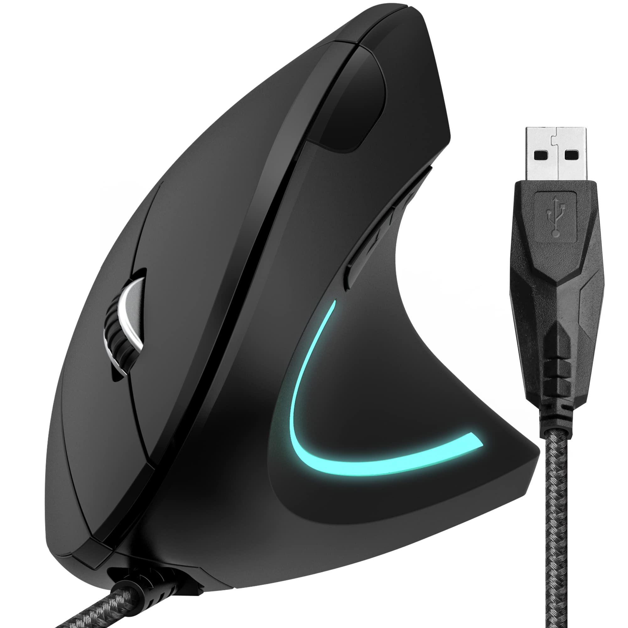 Delton S12 Ergonomic Vertical Wired Mouse, 6 Buttons, 3 Adjustable DPI Levels (800/1200/1600) & 3D Scroll Wheel, Compatible for PC, Laptop, Mac,