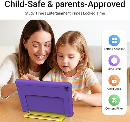 Miniatura 7 de Tableta para niños, 10.1 pulgadas HD Android 15, 64 GB de almacenamiento, 8 GB de RAM, modo de protección ocular, batería de 10 horas, funda a
