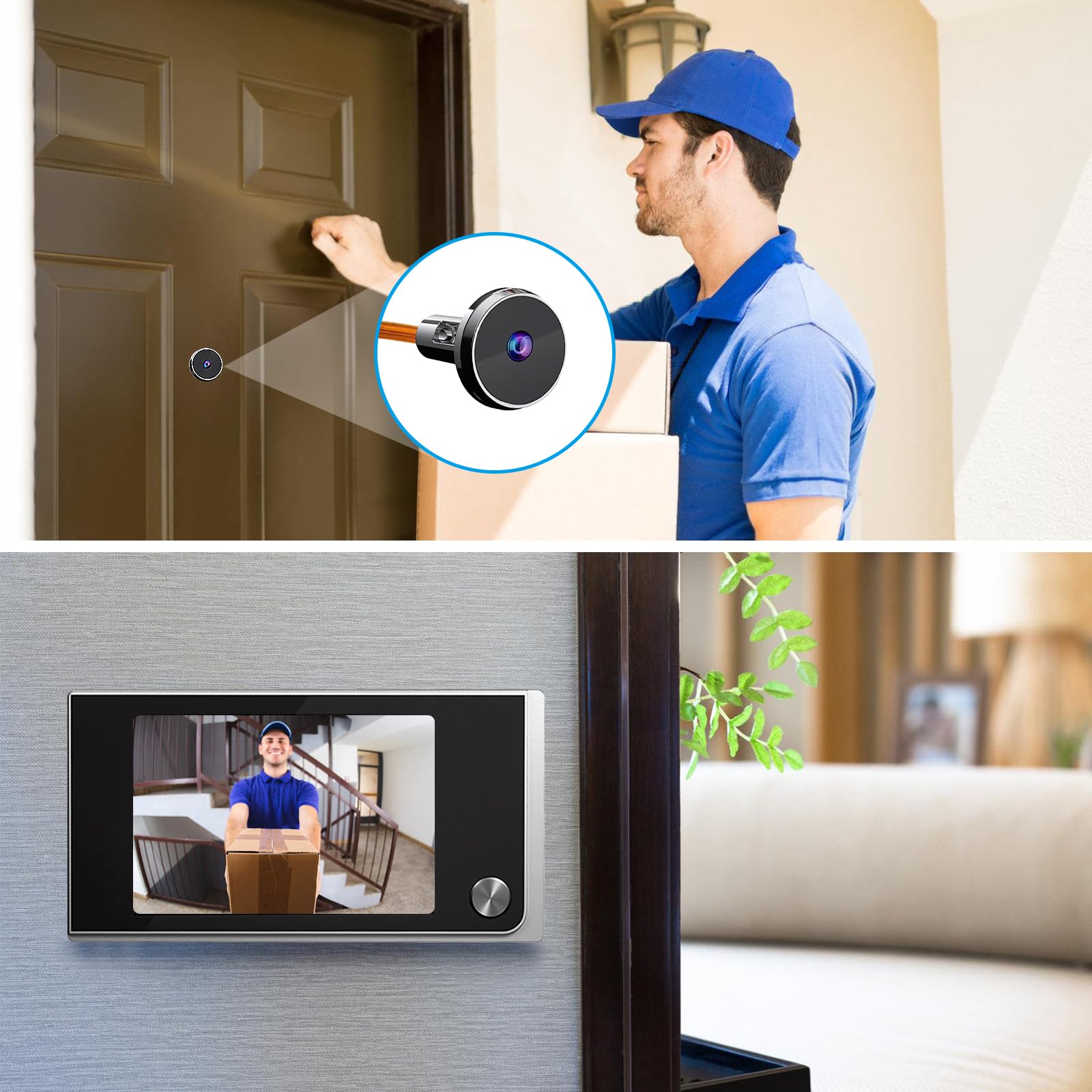 Leikurvo Spioncino elettronico per porta, LCD digitale da 8,9 cm, campanello digitale per porta a 170 gradi, spioncino elettronico visivo occhio di gatto per video domestico, senza visione notturna
