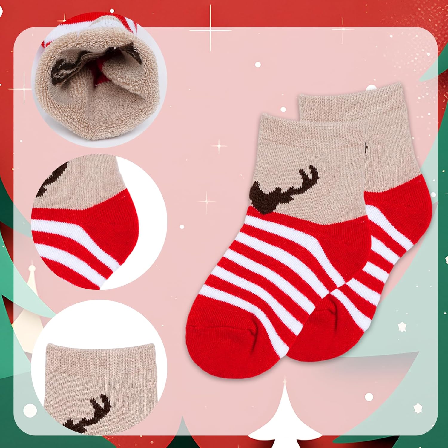 choyaxo 5 Pairs Kids Christmas Socks Cute Holiday Socks for Toddlers - Image 3