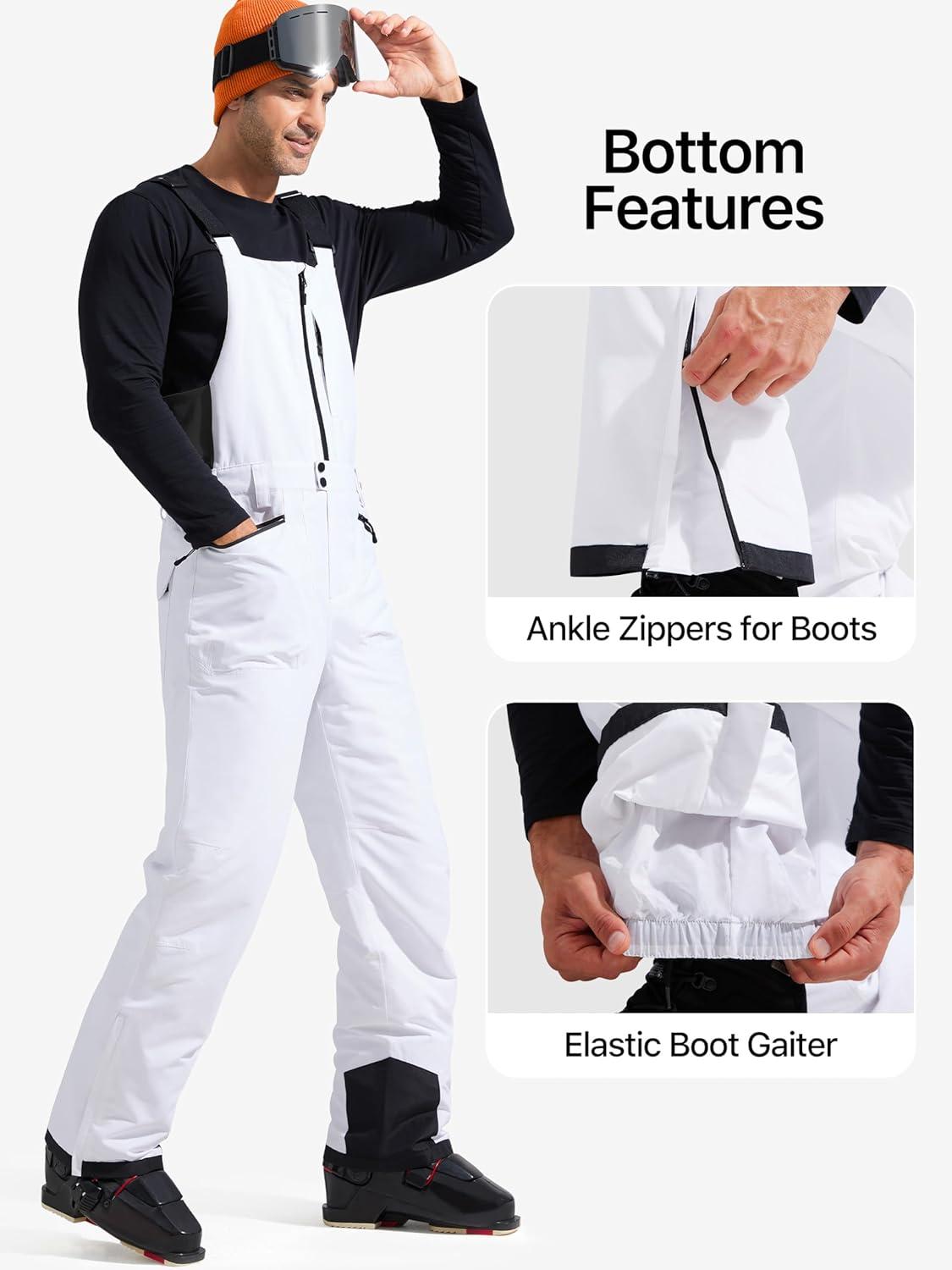 FREE SOLDIER Men's Insulated Waterproof Snow Bibs Ski Overalls - Image 7