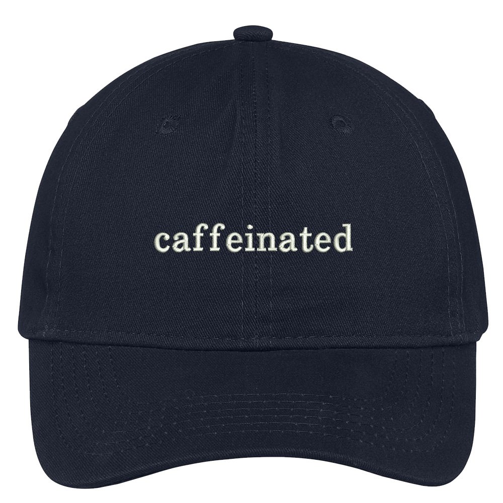 Trendy Apparel ShopCaffeinated Embroidered Brushed Cotton Dad Hat Cap - Navy