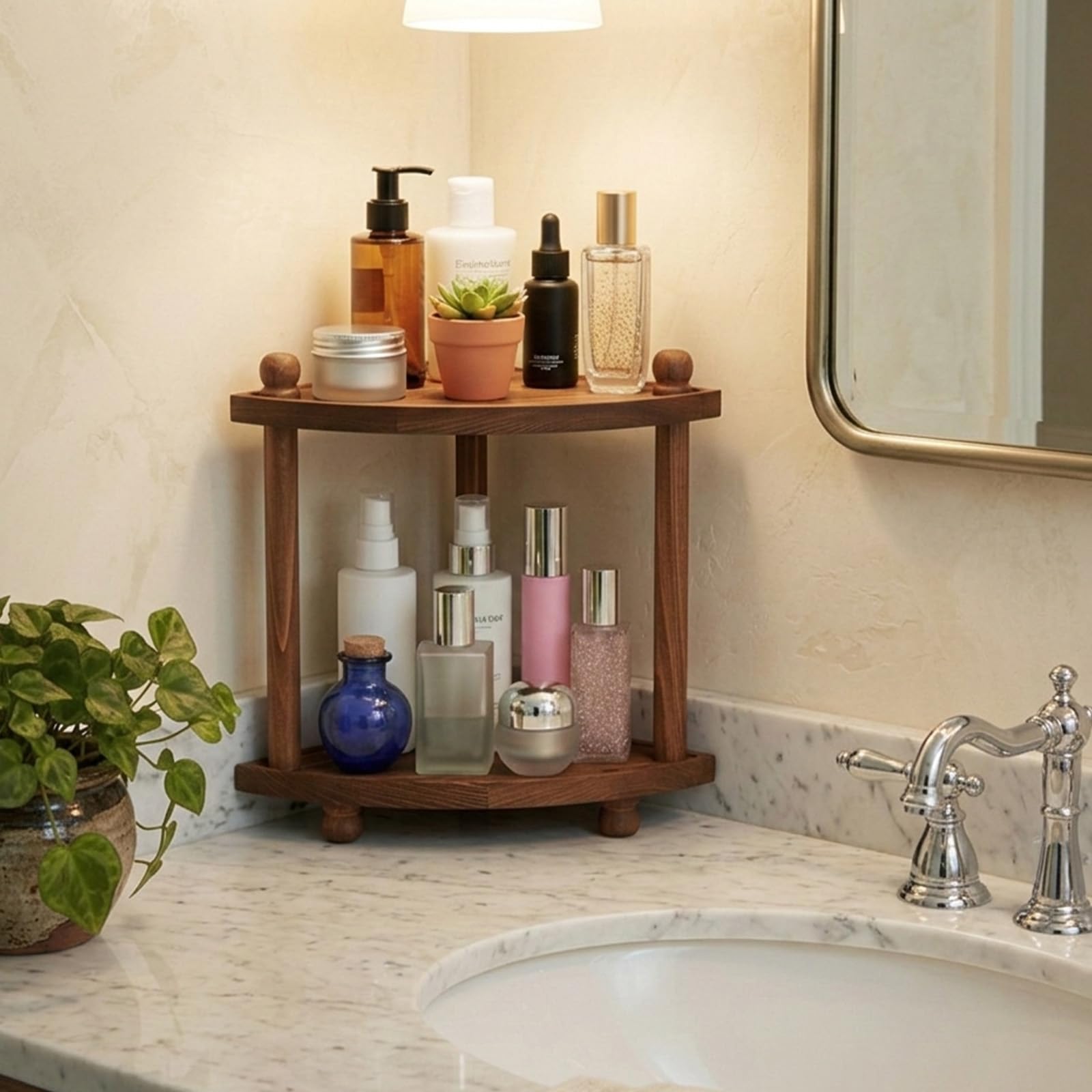 Amazon.com: Corner Bathroom Counter Organizer, 2-Tier Bathroom