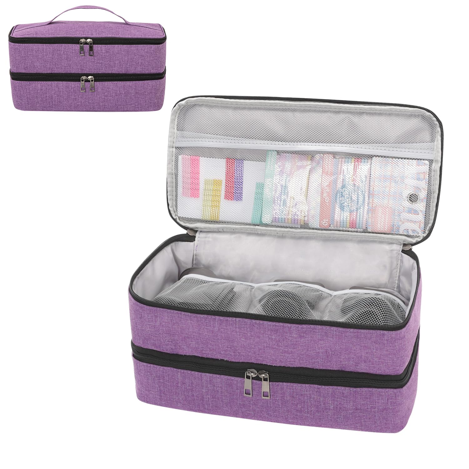 KGMCAREDouble-Layer Travel Storage Bag Compatible with Dyson hair dryer and Attachments Carrying Bag for Blow Hair Dryer Brush (Bag Only)