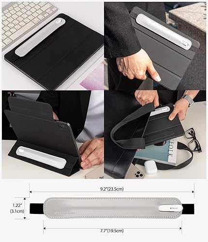 Miniatura 2 de Goospery Soporte para lápices compatible con Apple Pencil (1 y 2 generación) Funda de piel sintética, accesorios de bolsillo, banda elástica para