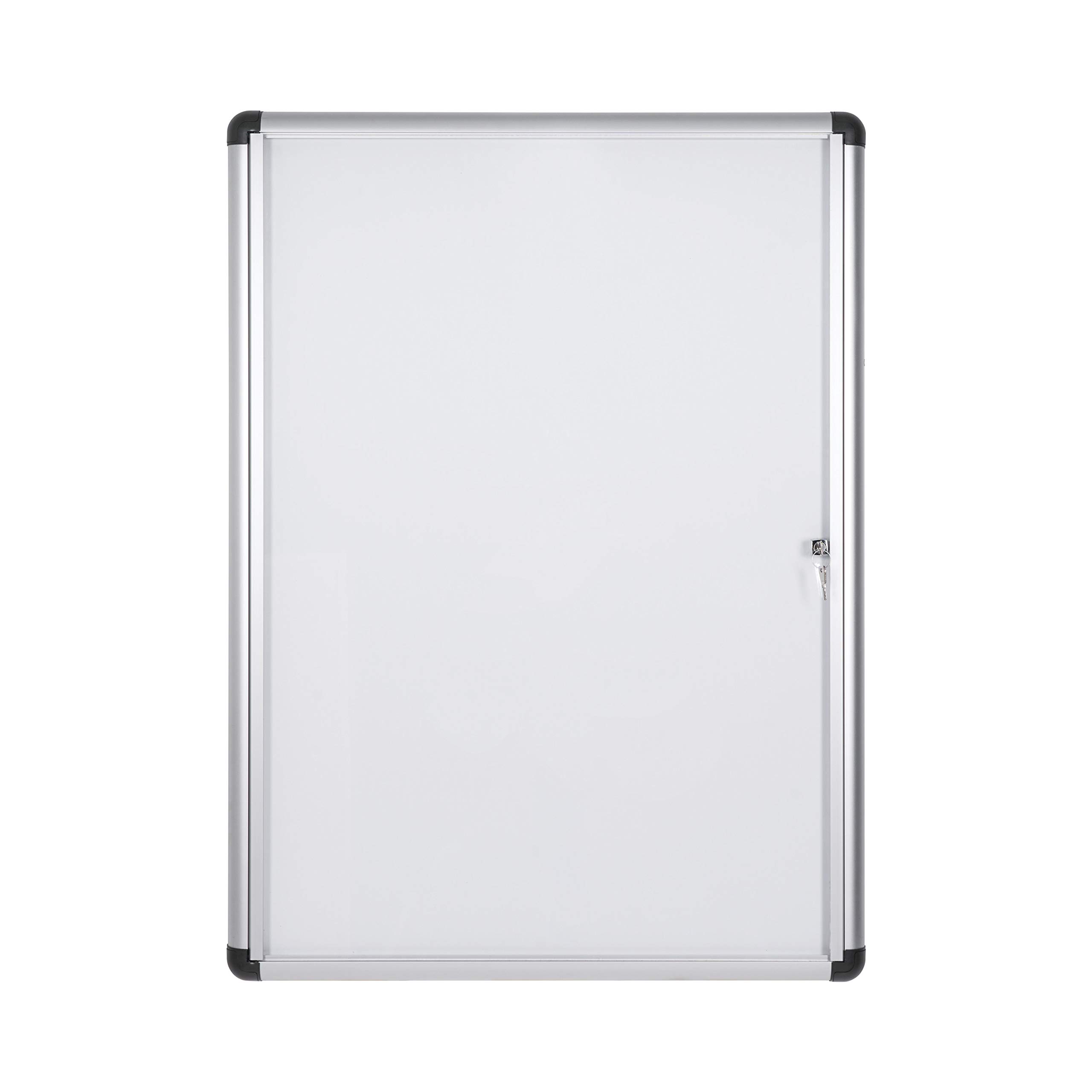 Bi-Office Boletín Enclore Extra, Superficie magnética en acero lacado, Tablón de anuncios con puerta con bisagras para interiores en aluminio, 723 x 984 mm - 9xA4
