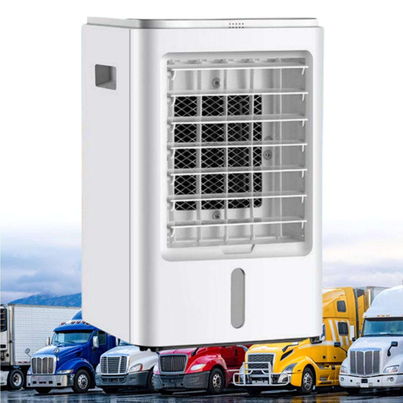 MhWrughts Portable Sleeper Cab Air Cooler 12V/24V, Mini Evaporative Air Conditioner with Quiet Cooling and Remote Control for Semi Truck, RV and Van car-12V