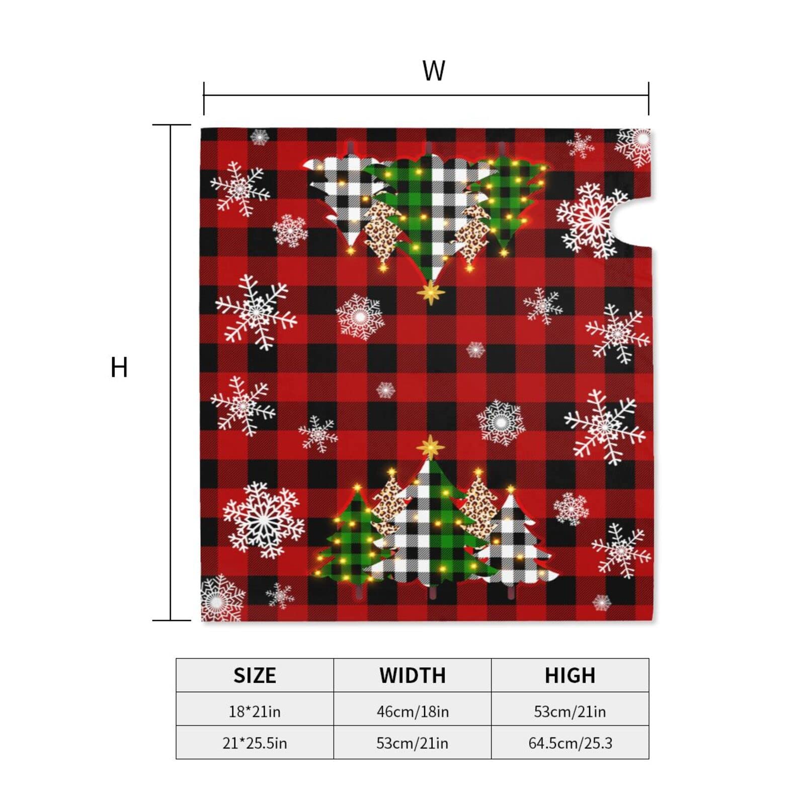 Christmas Tree Mailbox Cover - Magnetic, Buffalo Plaid With Snowflakes, Standard 18"x21" - View #7