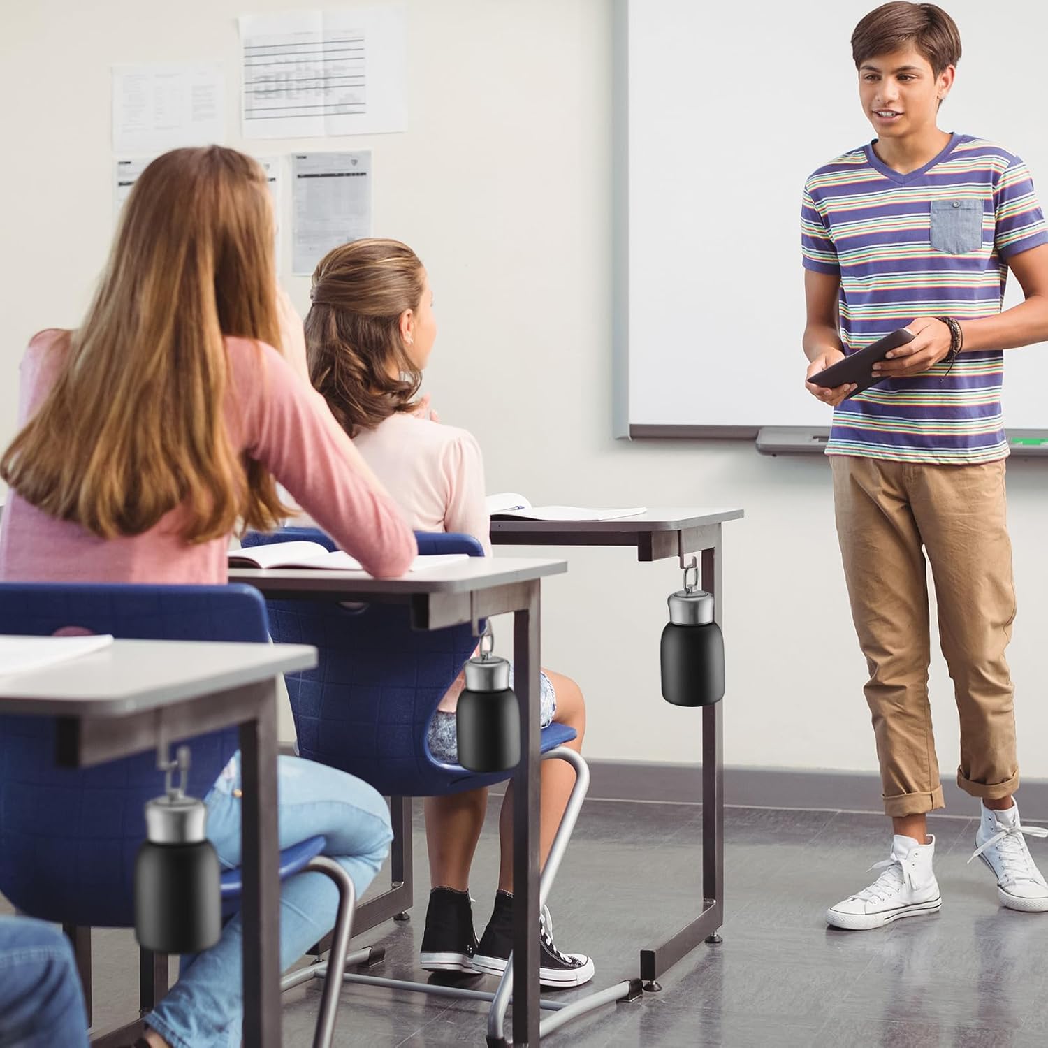 Mifoci 1 Pcs 10oz Mini Water Bottles Stainless Steel Slim Insulated Thermal for Hot Cold Drink Thermal Small Vacuum Portable Water Bottle for Women Gifts Travel Camping Hiking (Black) - Image 6