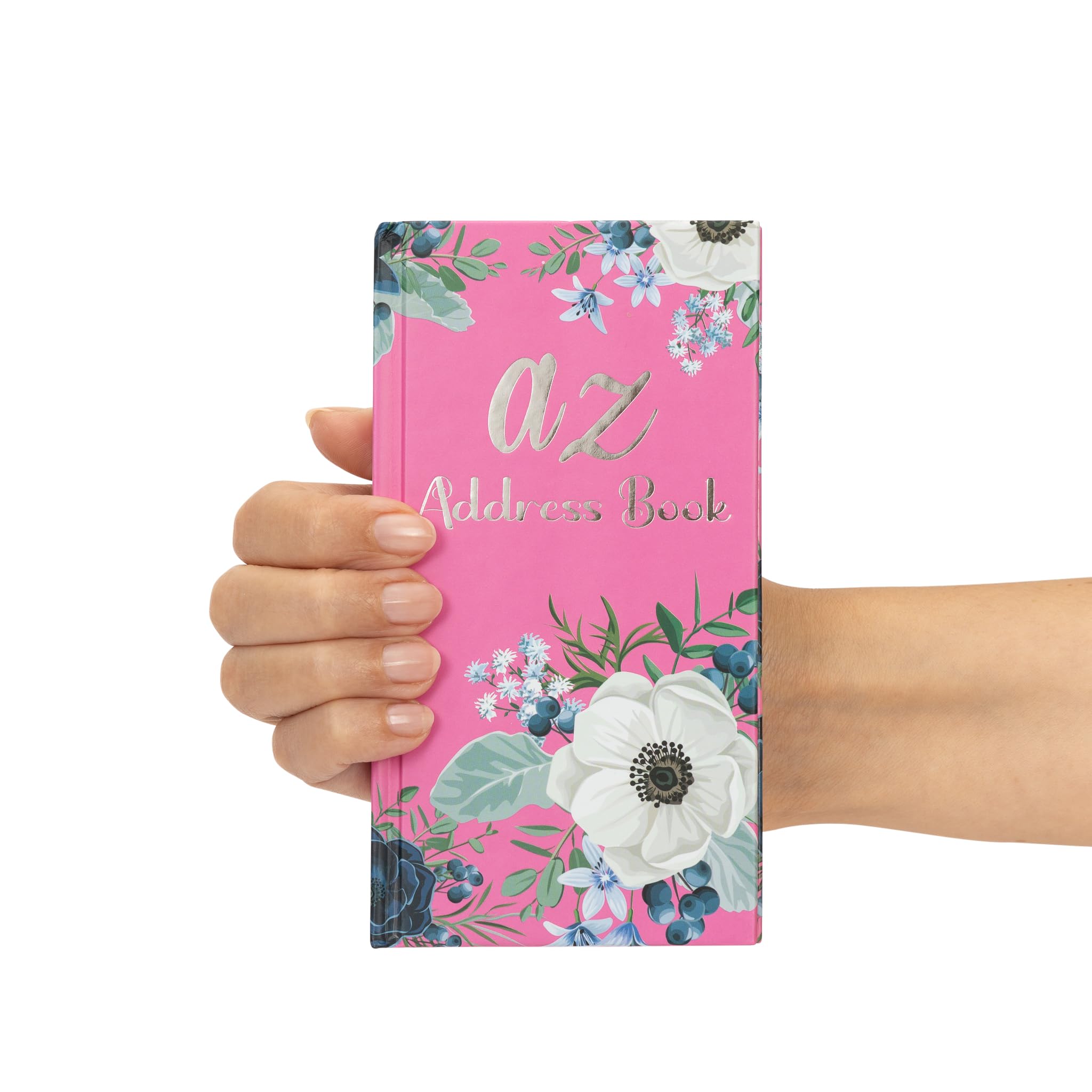 Telephone Address Book A-Z Index Hard Back Cover Slim, Cerise Flowers - Image 2