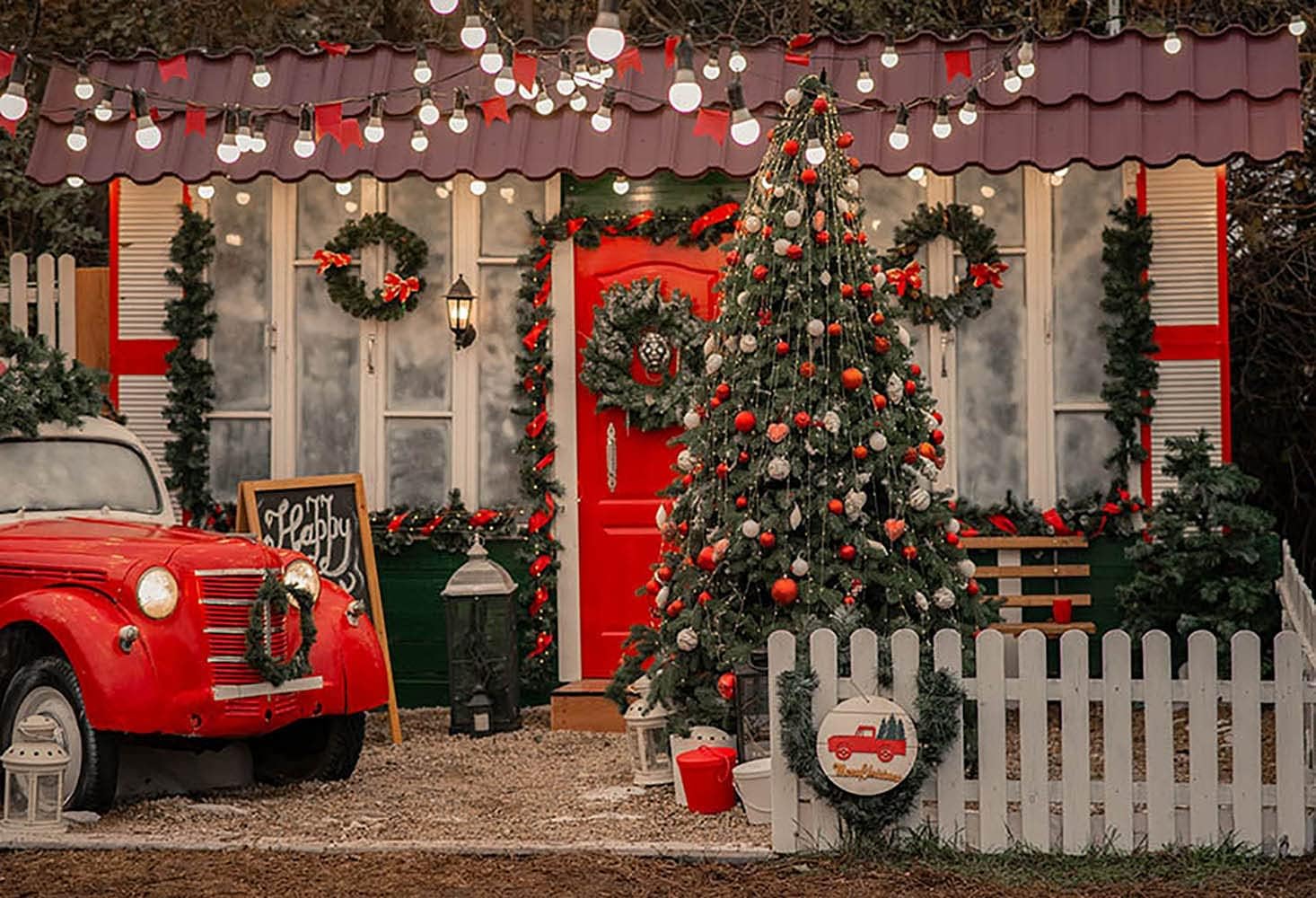 MEHOFOND 8x6FT Winter Christmas Photo Backdrop Christmas