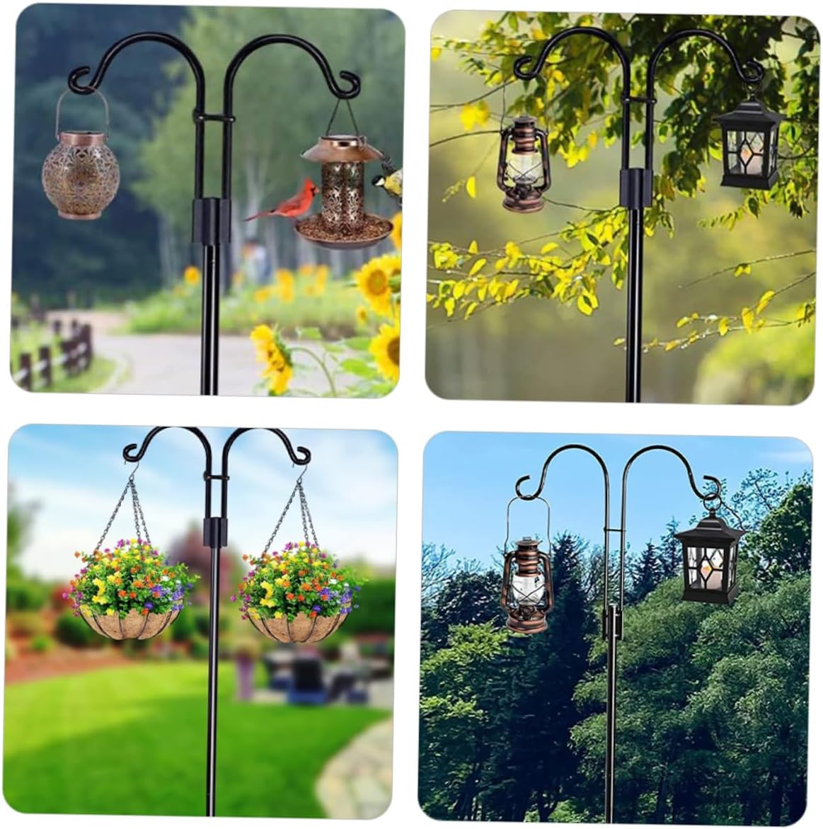 Garden Shepherd Hook Solar Lights Durable Metal Outdoor Hanger for Plants Lanterns Bird Feeders and Wedding Decor Height for Garden Decoration