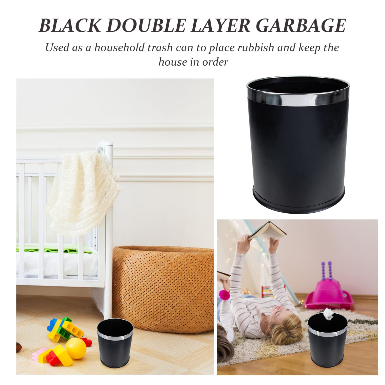 Cestino Per Il Bagno Con Coperchio Bianco e Nero Doppio Cestino Per La Carta Straccia Contenitore Multifunzionale Facile Da Pulire
