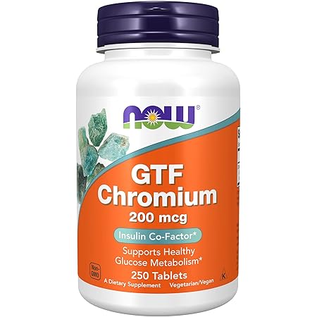 NOW Supplements, GTF (Glucose Tolerance Factor) Chromium 200 mcg, Insulin Co-Factor*, 250 Tablets