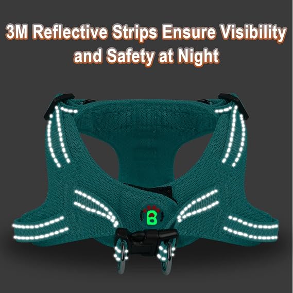 Dog Harness Step in Dog Vest Harness, Reflective Adjustable Puppy No Pull Harness Breathable Soft for Small and Medium Dogs Cats, Ocean Blue, S