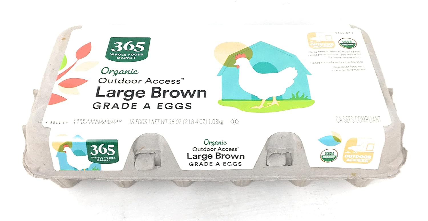 365 by Whole Foods Market, Eggs Large Brown Grade A, 18 Count