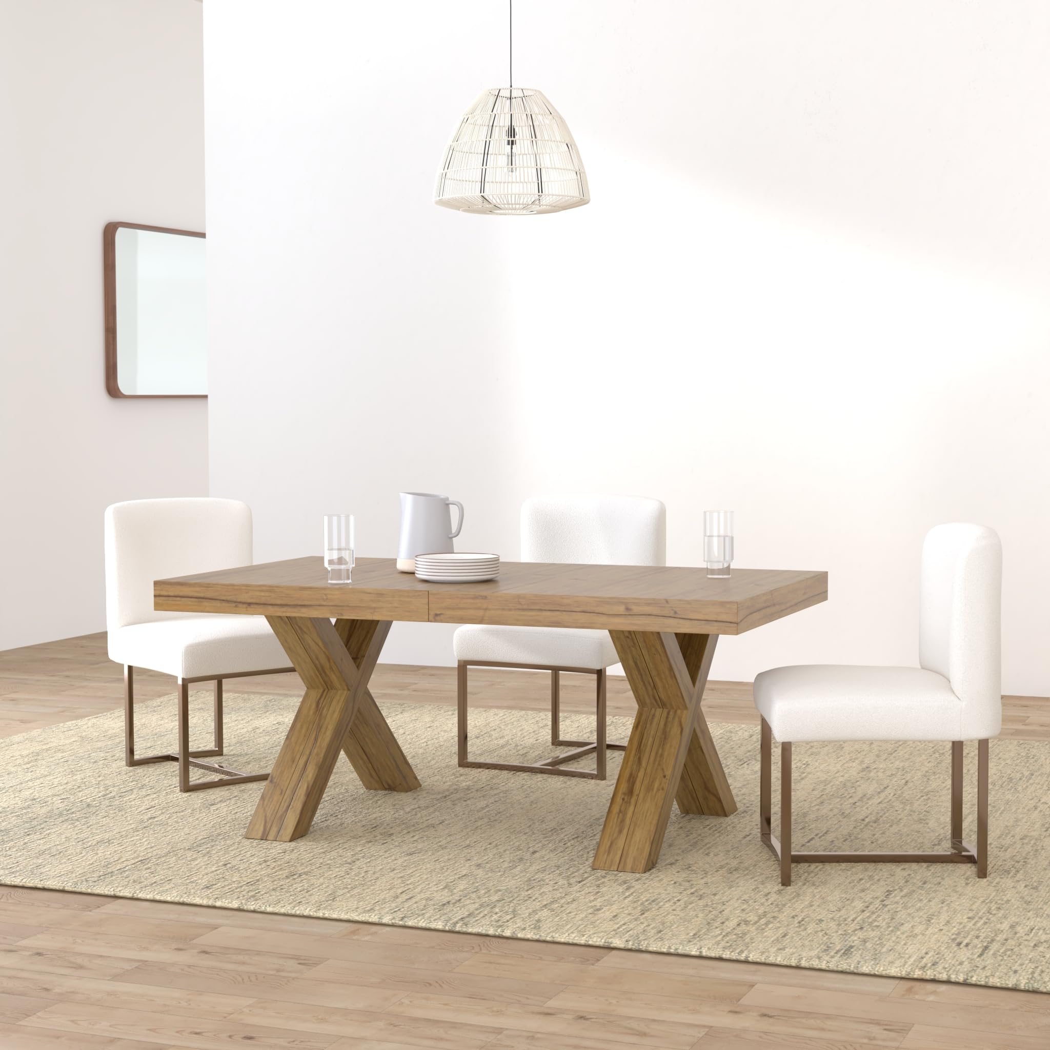KONTE.DESIGN Tavolo GALLIPOLI allungabile in legno, finituravRovere Nodato, gambe ad X, 180 x 100 cm - 480 x 100 cm, 22 Posti