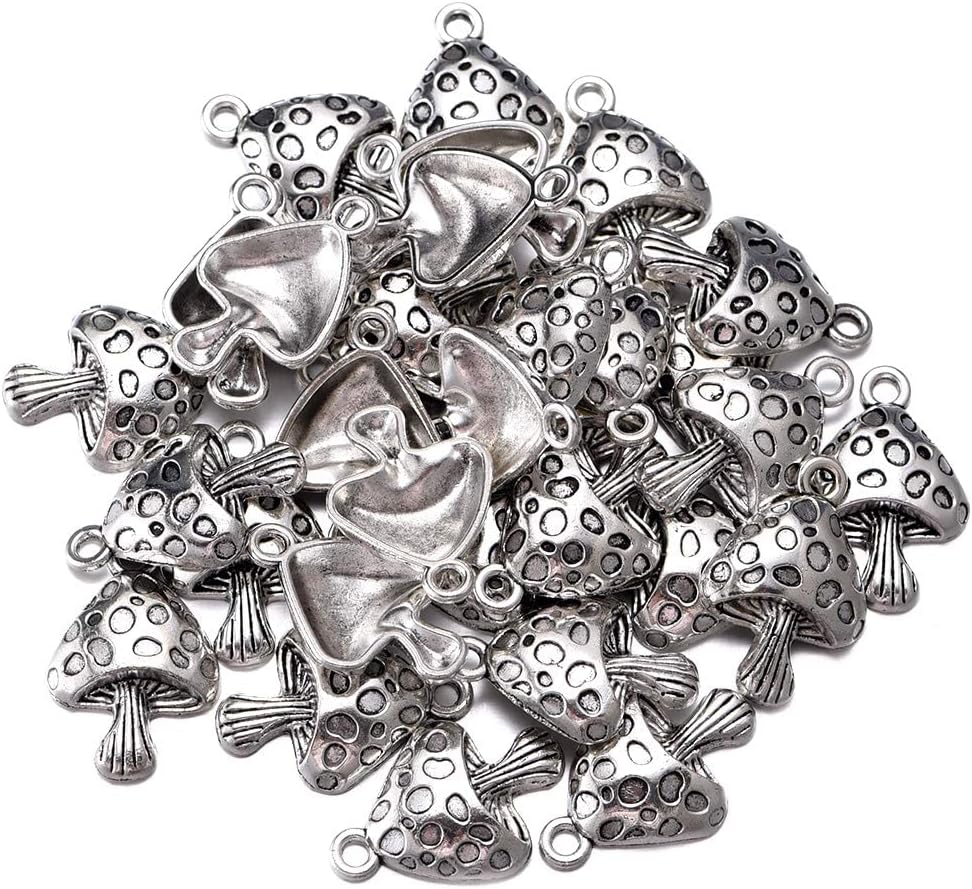 30pcs Antique Silver Mushroom Charms Craft Supplies Pendants Beads Charms Pendants for Crafting Jewelry Findings Making Accessory for DIY Necklace Bracelet 17mmx26mm(A565) - Image 7