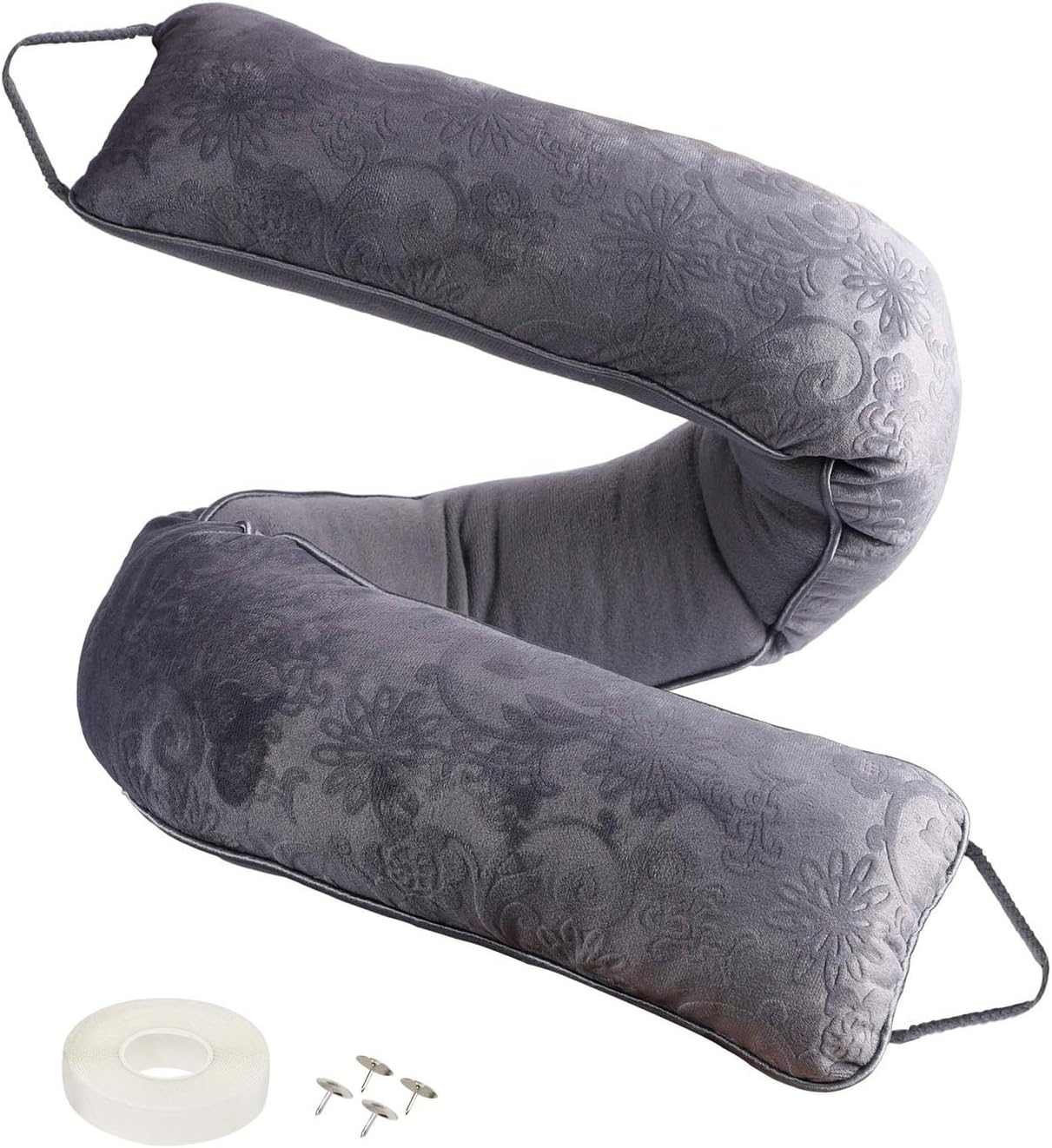 fowong Heavy Door Draft Stopper, 38 inch Soundproof Under Door Seal Energy Efficient Door Accessory Front Door Insulation Door Draft Guard Weatherproof Strip (Grey)