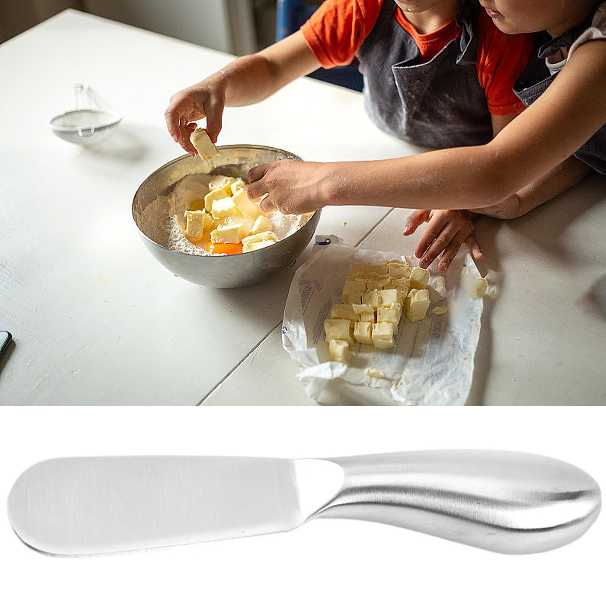 4 Piezas Acero Inoxidable Borde Recto Amplio Separador Mantequilla, Cuchillo Sándwich Crema de Queso Condimento Cuchillos Conjunto Herramientas Cocina, Mango de acero inoxidable