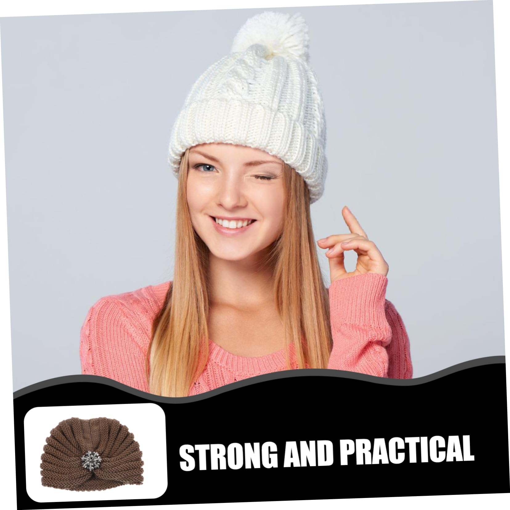 2piezas Gorro Para Mujer Gorro De Punto Cálido y Elegante Para Otoño Beanie De Moda Color Khaki Para Uso Exteriores y Casa