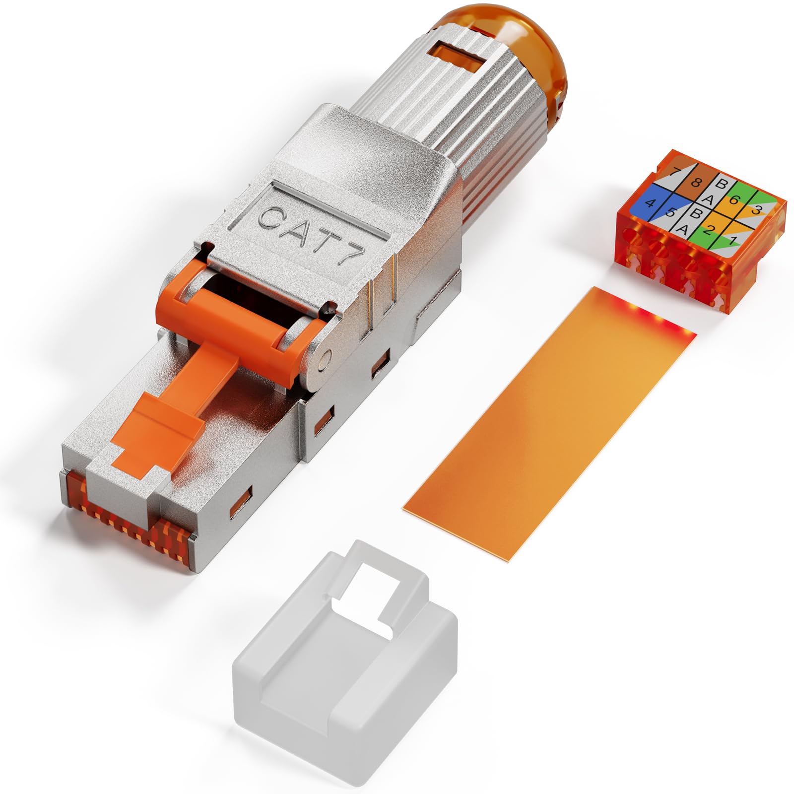 HB-DIGITAL 12 connettori CAT 7 RJ45 per cavi di posa Ethernet rigidi – senza attrezzi STP completamente schermato con contatti placcati in oro da 50 µ, connettore ad alta velocità da 10 Gbps
