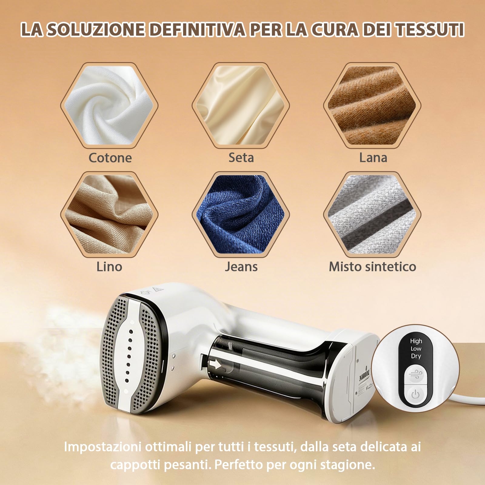 Anbull 2-In-1 Ferro Da Stiro Verticale Portatile, 5000 Pa Aspirazione | 3 Modalità, Serbatoio Removibile, Riscaldamento 30s. Ferro Stiro Verticale Per Abiti. Ideale Casa, Ufficio, Viaggio