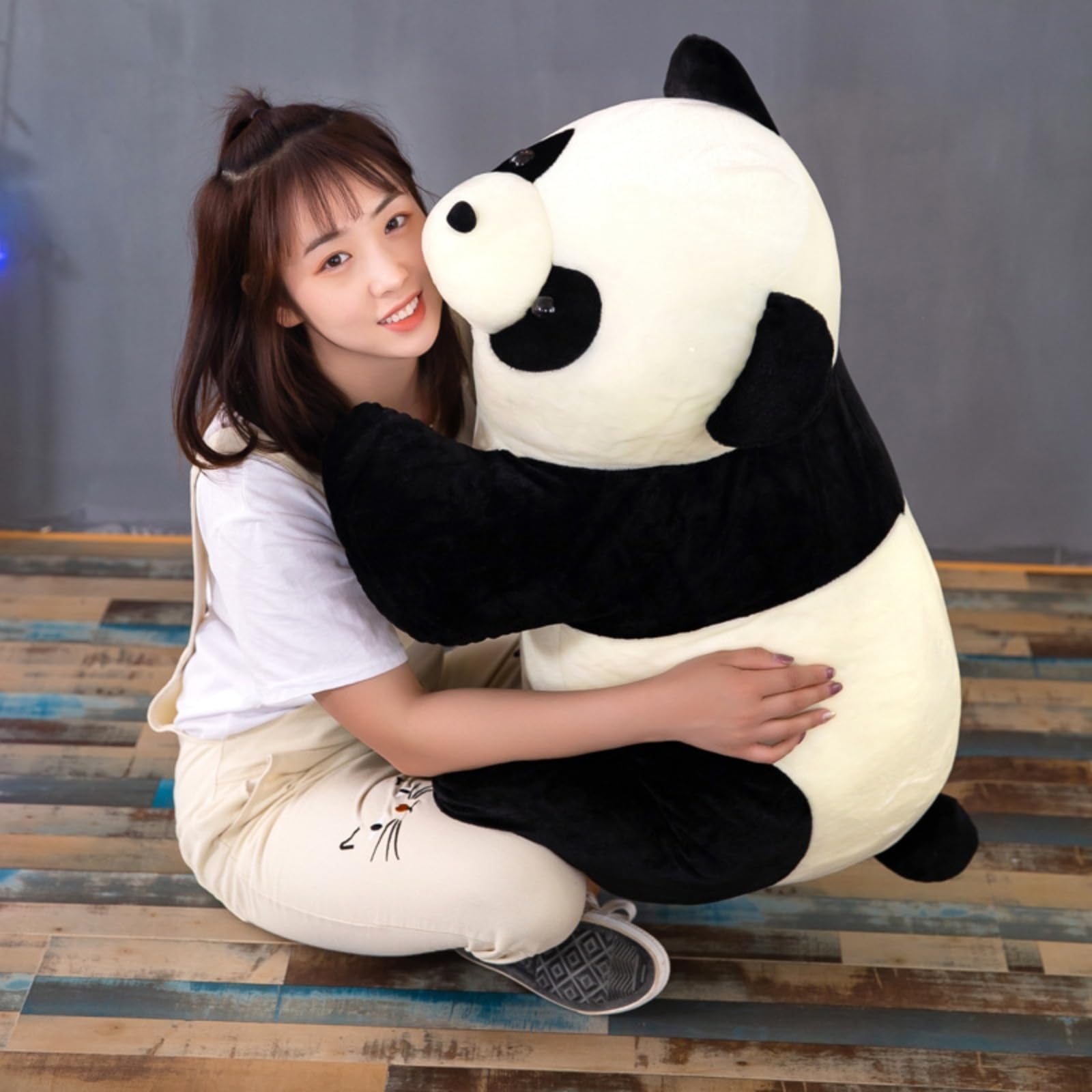 Panda-Plüschtier, realistischer schwarz-weißer Bär, Kuscheltier zum Entspannen und Wohlfühlen, weiche, Flauschige Panda-Puppe, Kinder, Sofa-Deko (60cm,Panda)